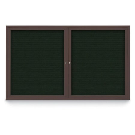 United Visual Products 96"x48" 2-Door Enclosed Outdoor Letterboard, Green Felt/Bronze UV1162DDD9648-BRONZE-GREEN